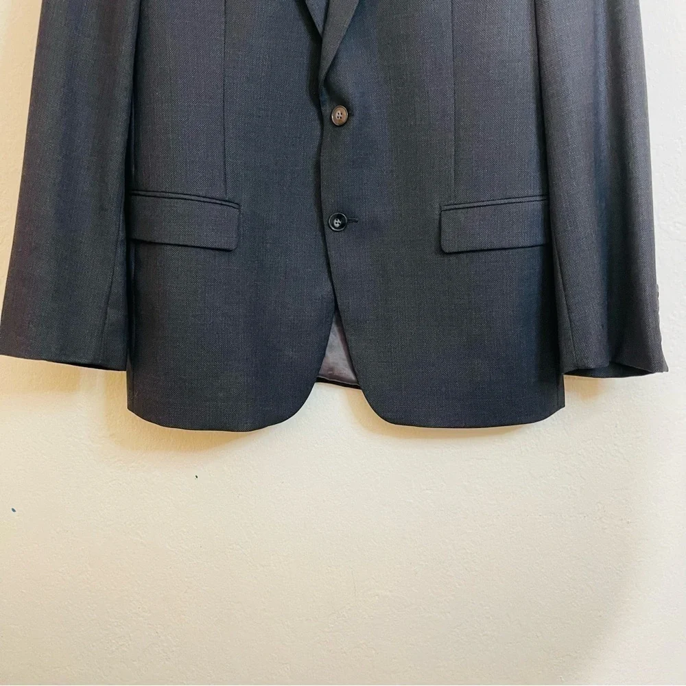Calvin Klein Wool Natural Stretch Men Suit Blazer Jacket 42R Black Pockets